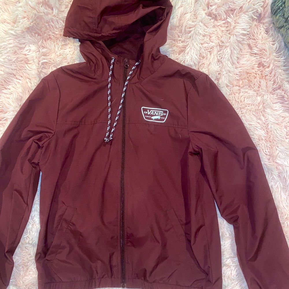 Burgundy Vans wind-breaker jacket